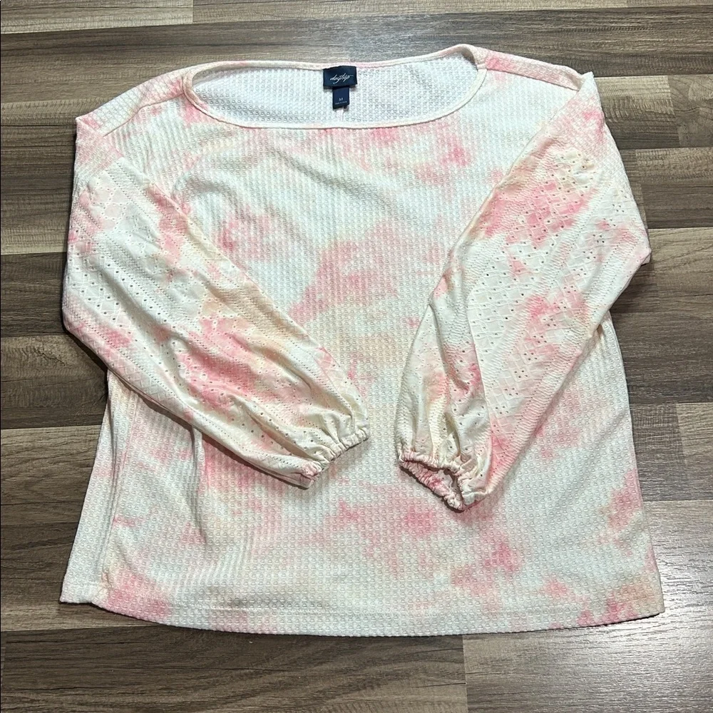 Daytrip Off-Shoulder Pink and White Sweater